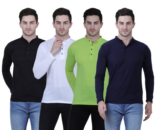 Top Choice: Cotton Blend Full-Sleeve Trendy T-Shirts for Men (Pack 4)