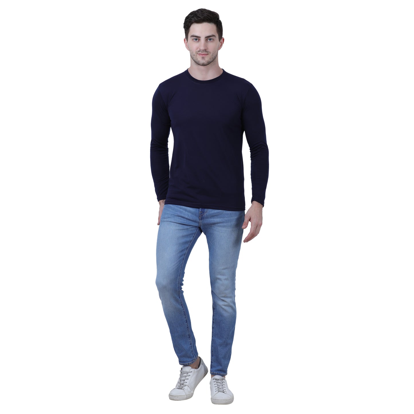 Best-Selling Cotton Blend Solid Full Sleeves Men's Stylish T-Shirt