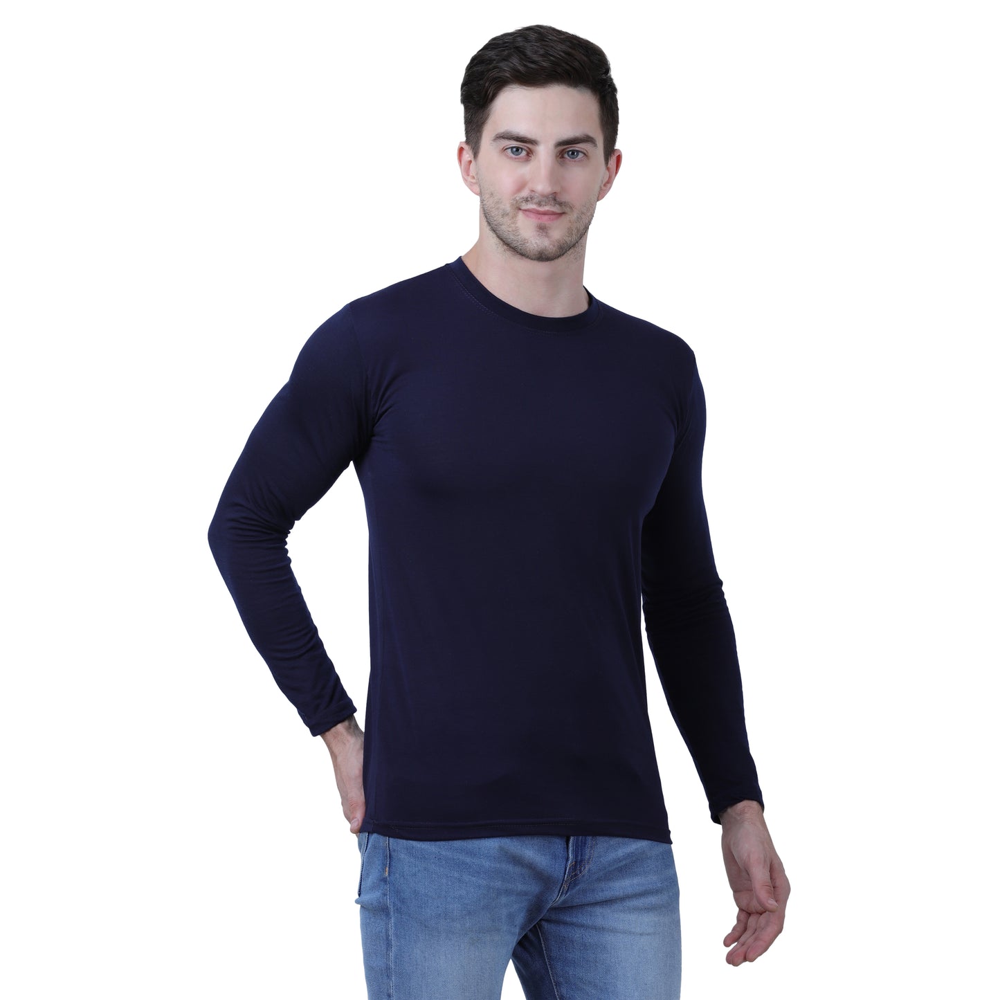 Best-Selling Cotton Blend Solid Full Sleeves Men's Stylish T-Shirt