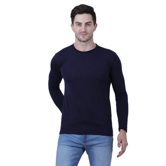 Best-Selling Cotton Blend Solid Full Sleeves Men's Stylish T-Shirt