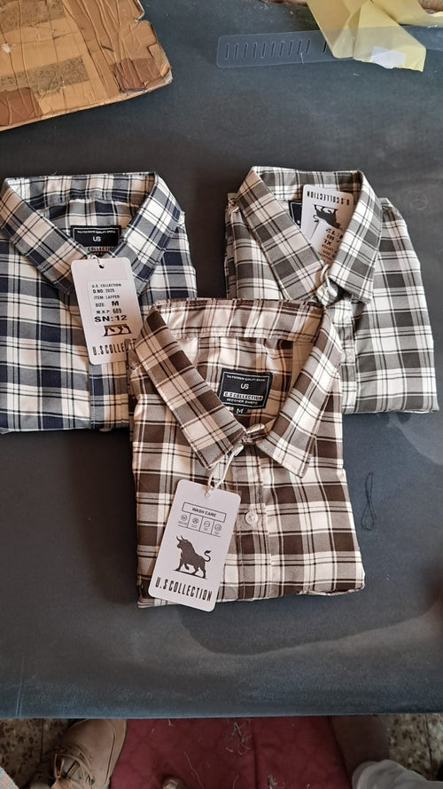 Men's brown checked shirt